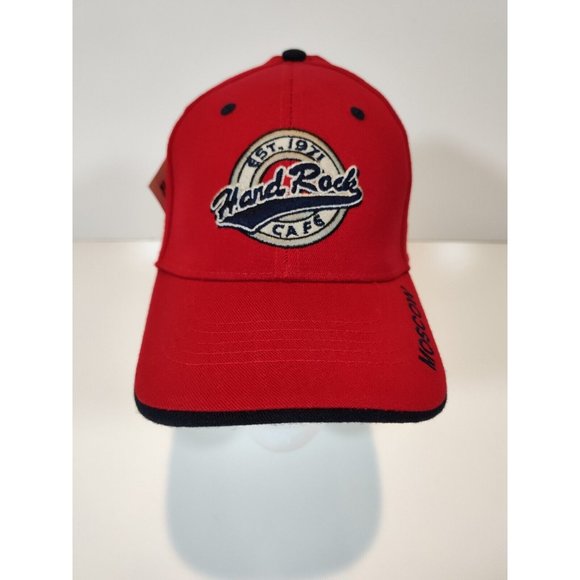 Hard Rock Cafe Moscow Hat Cap Fitted OSFM Russia Red NWT - Picture 1 of 7